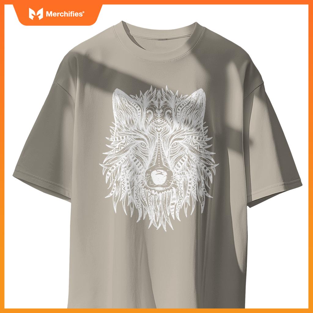 Wolf Head Mandala Pattern  Dogs Lovers And Wolf Fans T-Shirt