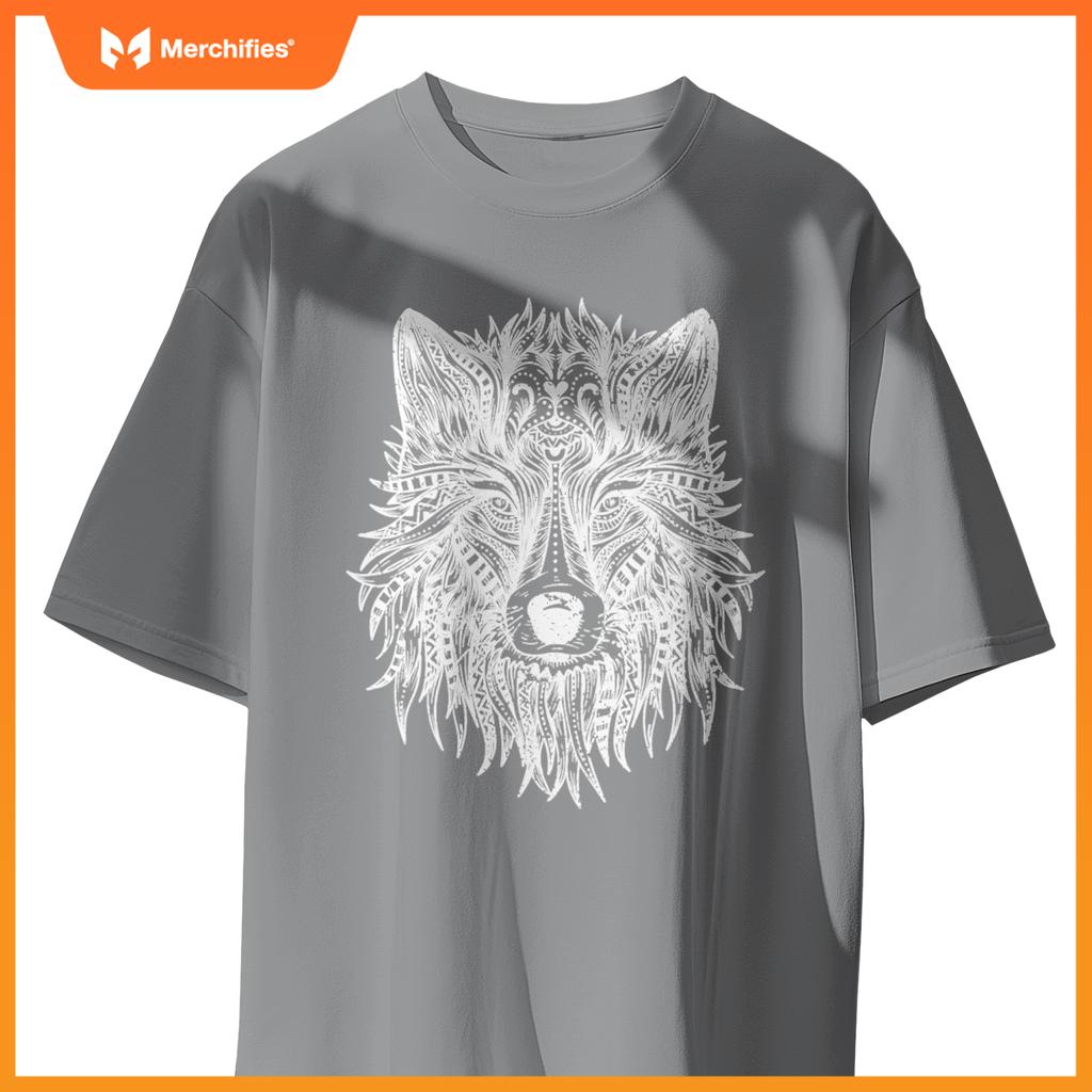 Wolf Head Mandala Pattern  Dogs Lovers And Wolf Fans T-Shirt