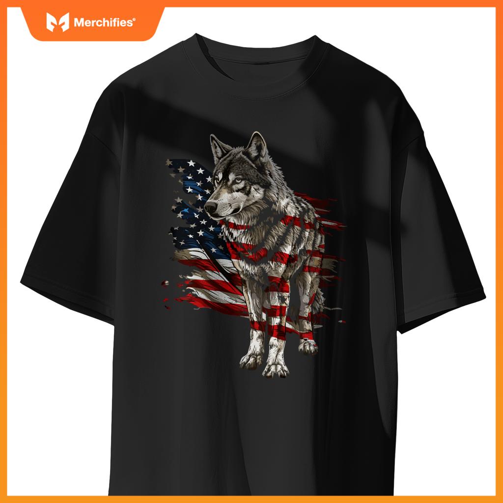 Wolf out patriotic wolves 4th of july usa american flag sweat T-Shirt
