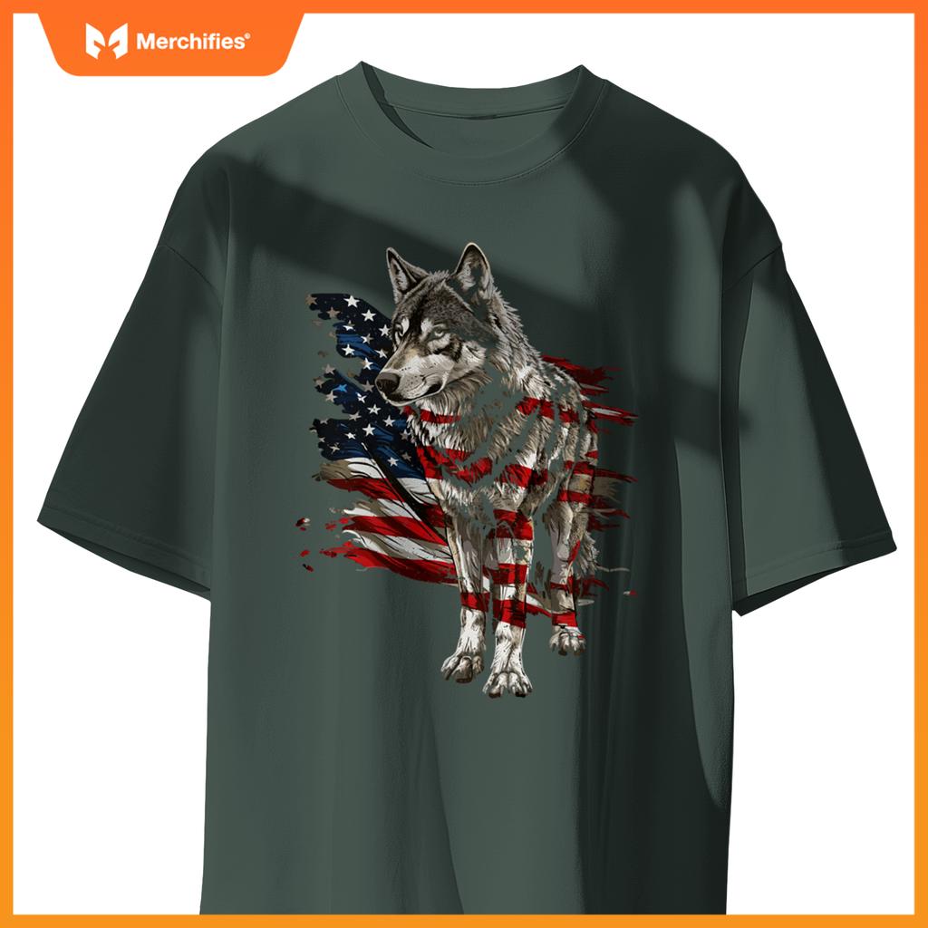 Wolf out patriotic wolves 4th of july usa american flag sweat T-Shirt