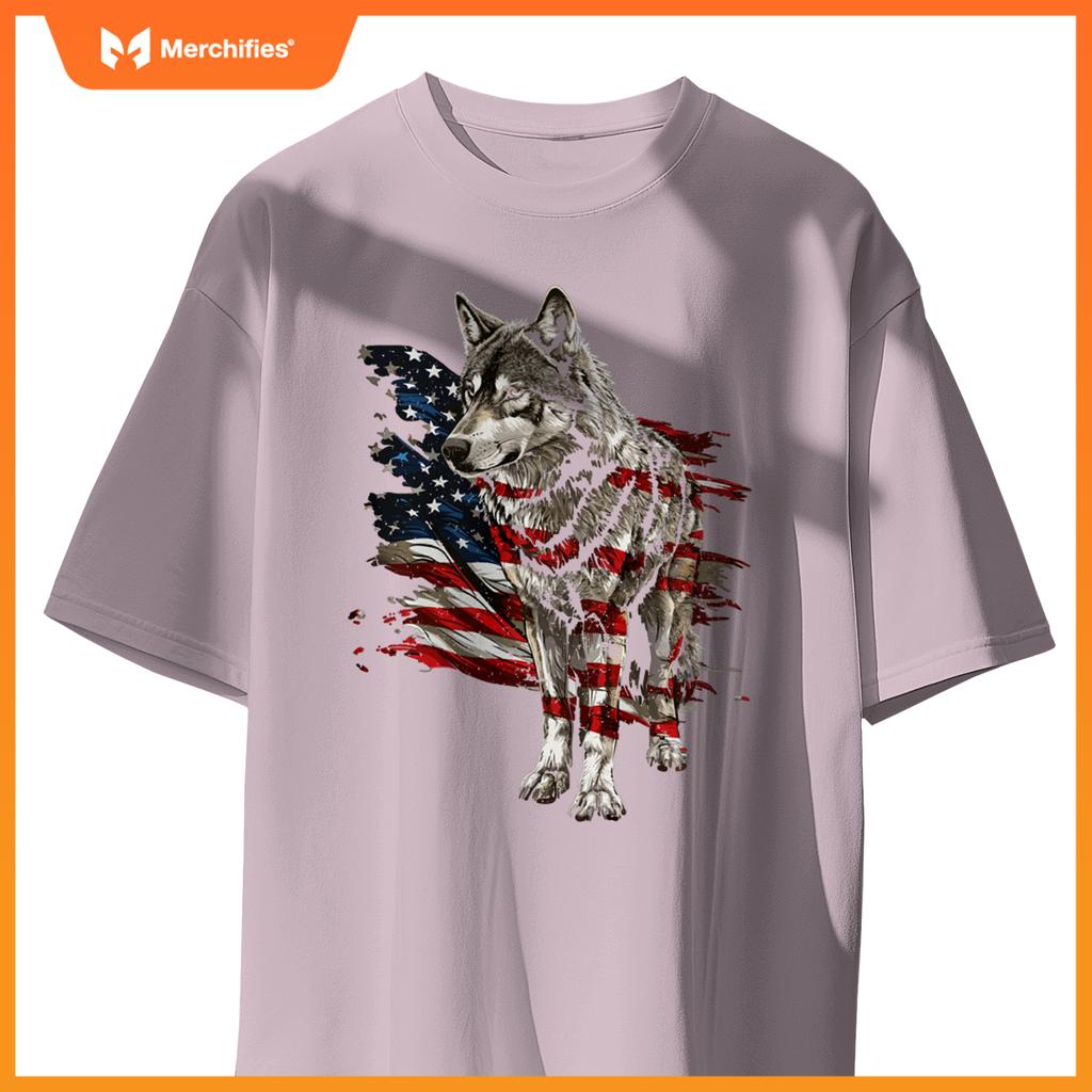 Wolf out patriotic wolves 4th of july usa american flag sweat T-Shirt