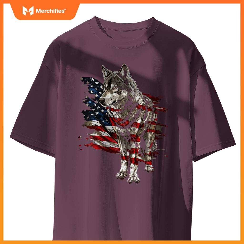 Wolf out patriotic wolves 4th of july usa american flag sweat T-Shirt