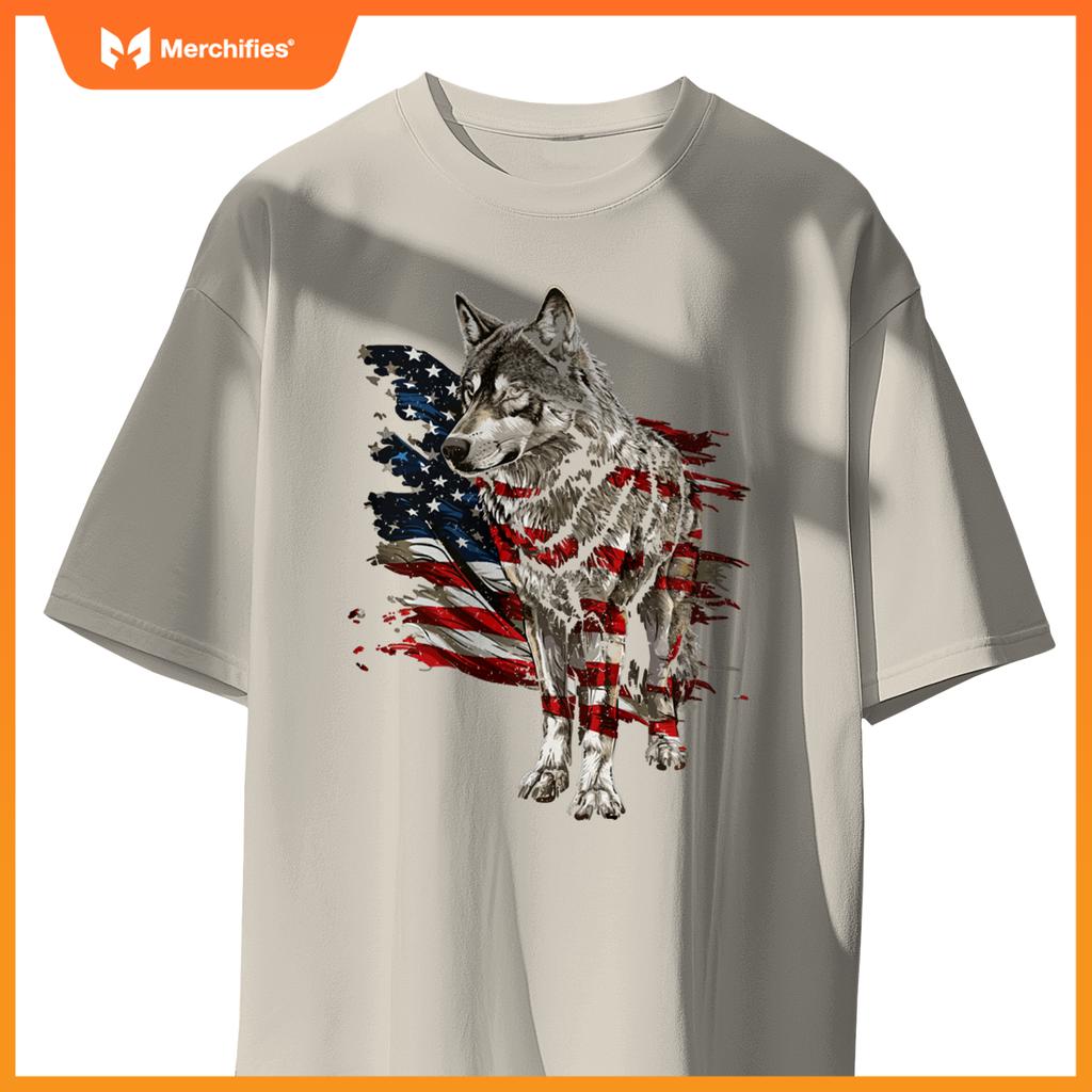 Wolf out patriotic wolves 4th of july usa american flag sweat T-Shirt