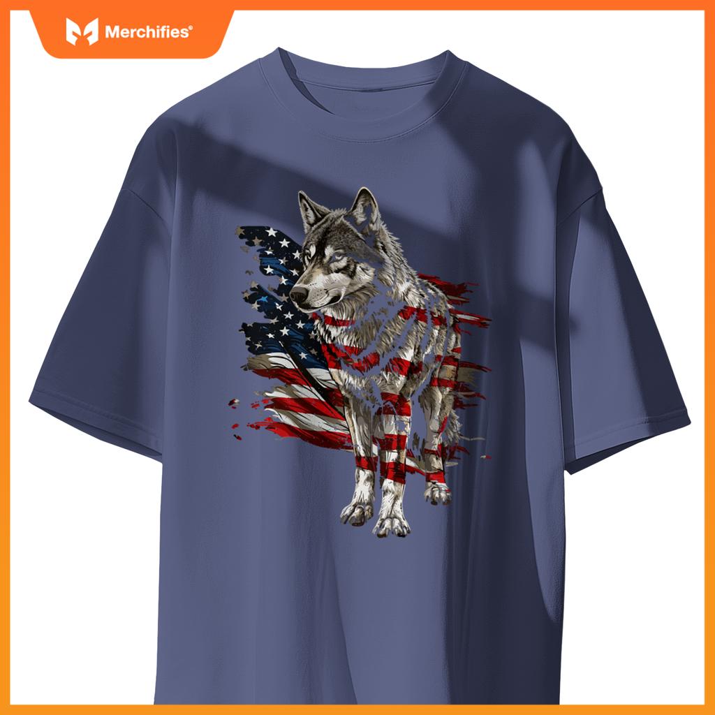 Wolf out patriotic wolves 4th of july usa american flag sweat T-Shirt