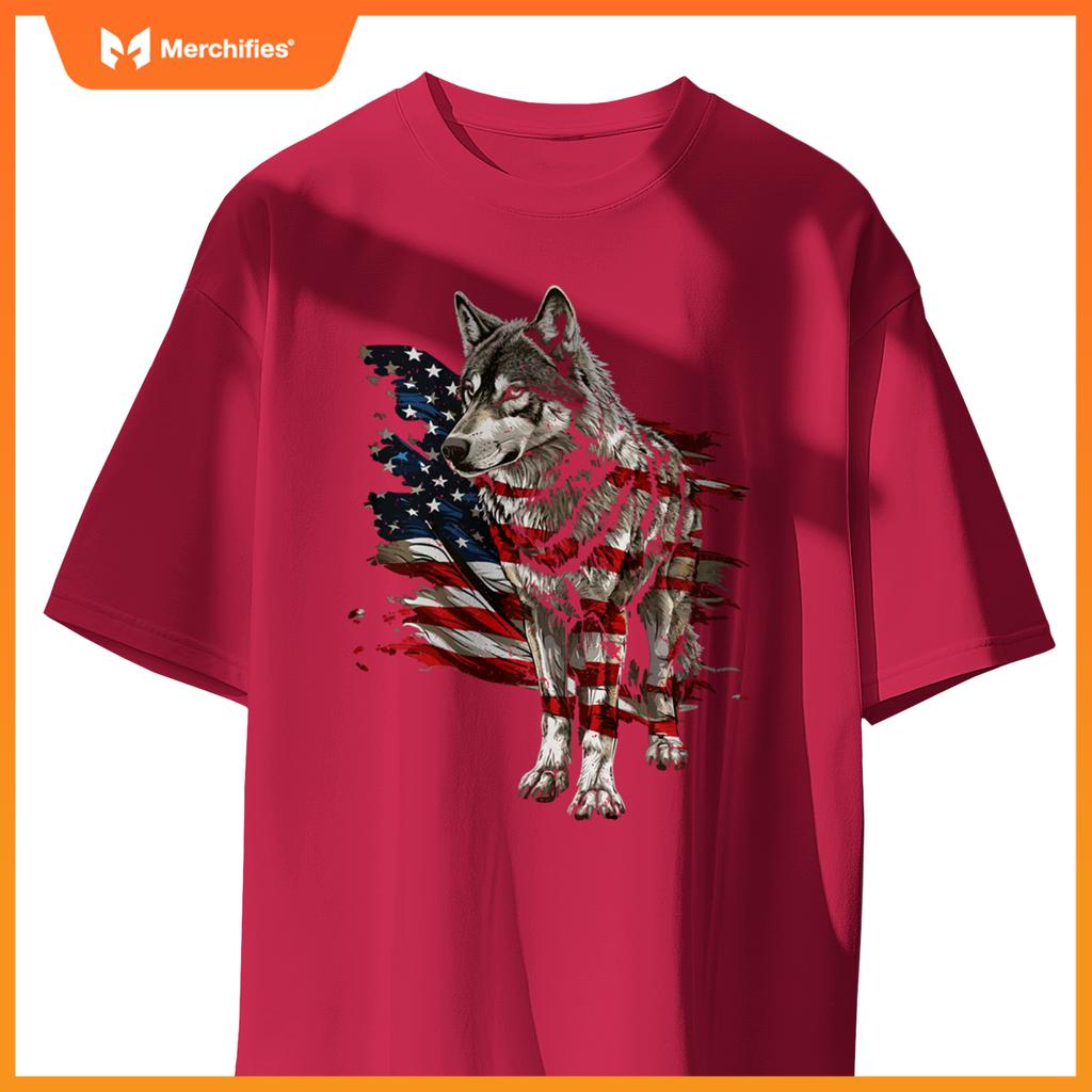 Wolf out patriotic wolves 4th of july usa american flag sweat T-Shirt