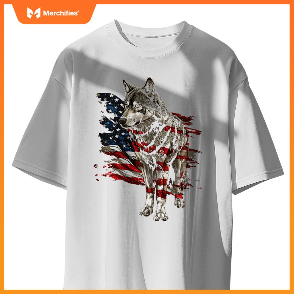 Wolf out patriotic wolves 4th of july usa american flag sweat T-Shirt
