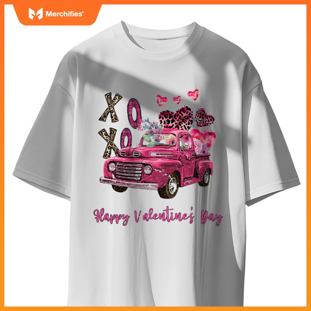 Xoxo Valentine Heart  Truck Valentines Day Couple T-Shirt