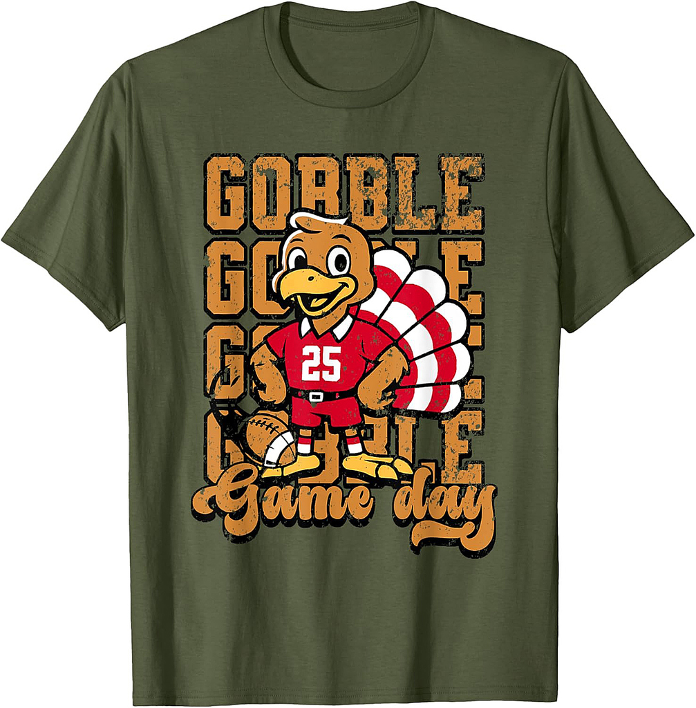 Thanksgiving Football Gobble Gobble Game Day Men Apparel T-Shirt