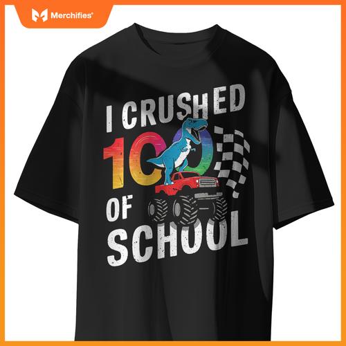 100 Days Of School Monster Truck Dinosaur T-Shirt