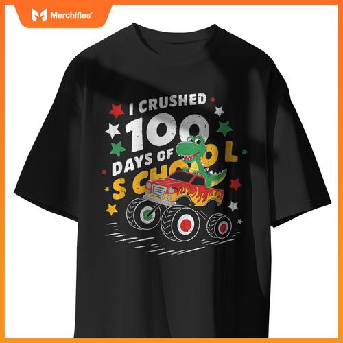 100 Days Of School T Rex Riding Monster Truck For Boys Kids T-Shirt