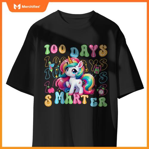 100 Days Smarter Kids Girls Unicorn 100th Day of School