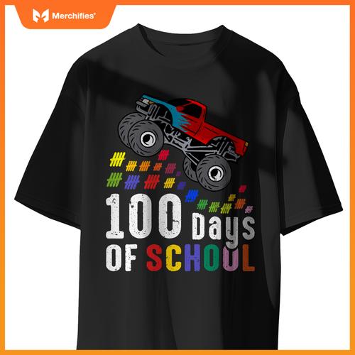 100 Days Of School Monster Truck 100Th Day Of School Boys T-Shirt