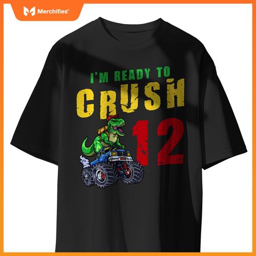 12th Birthday Dinosaur Dino Monster Truck 12 Years Old T-Shirt