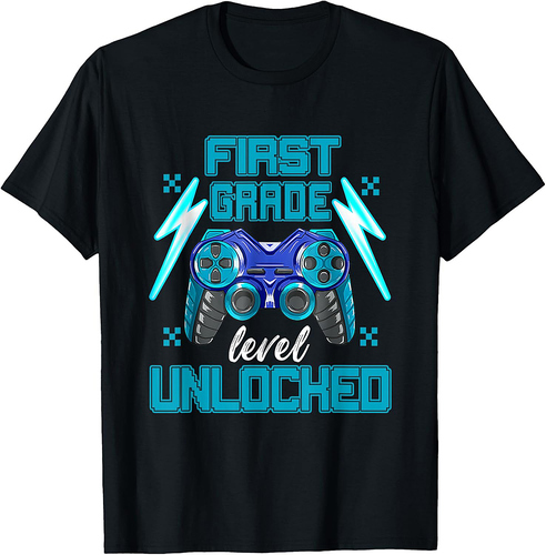 1st Grade Level Unlocked Video Game Back to School Boys T-Shirt