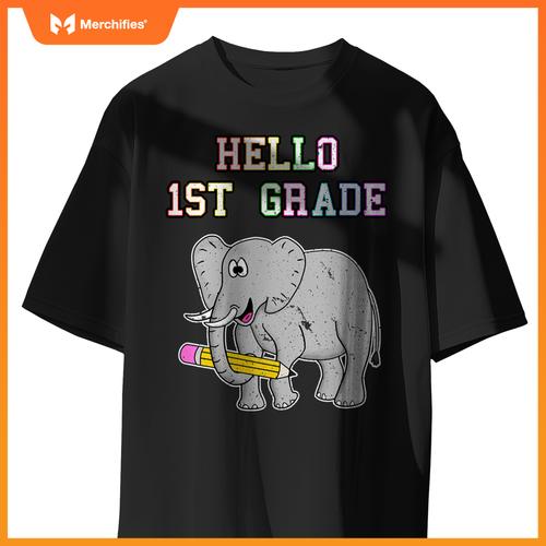 1st grade elephant, back to school 2022, 1st grade teacher T-shirt