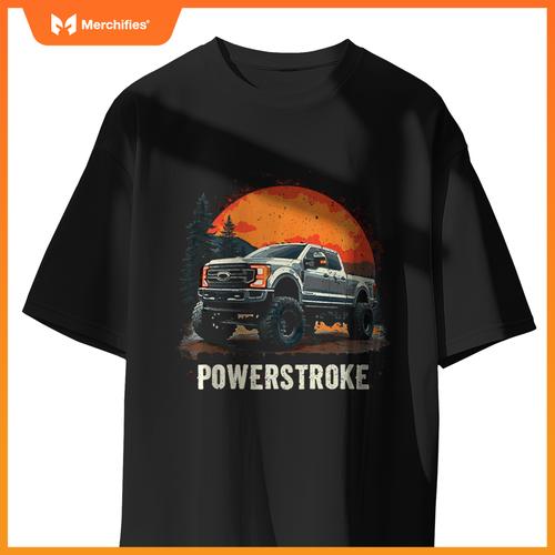 2022 Crew Cab Powerstroke Sunset Mountain Scene Truck 350 T-Shirt
