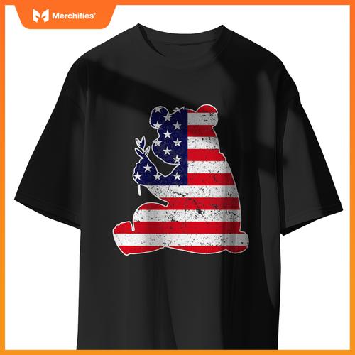 4th of july panda graphic patriotic usa american flag T-Shirt