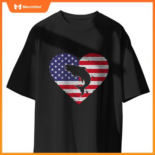 4th of july salmon american flag patriotic T-Shirt