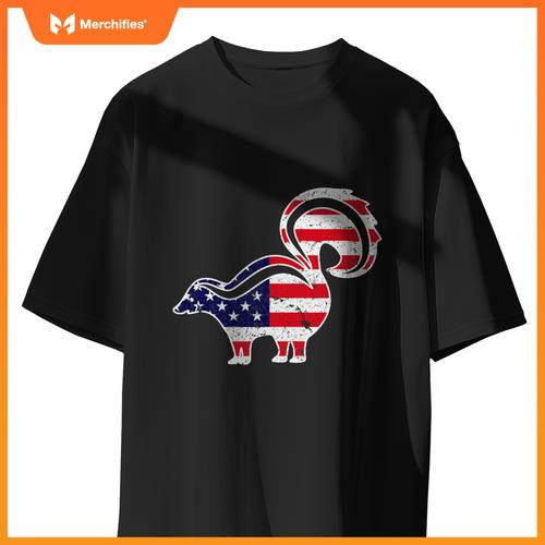 4th of july skunk graphic patriotic usa american flag T-Shirt
