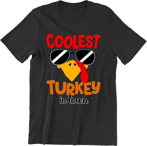 Coolest Turkey in Town Thanksgiving Shirts for Men Funny Cool Sunglasses Unisex Mens Tshirt