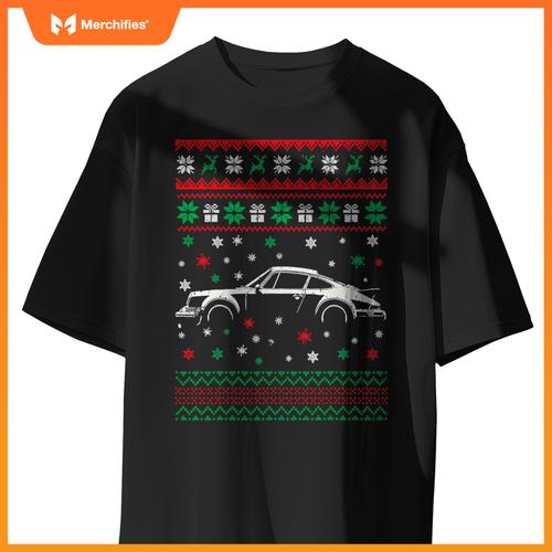 911 Silhouette Ugly Christmas Sweater Car Lovers T-Shirt
