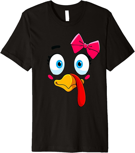 Turkey Face Girl Thanksgiving Costume Toddler Girls Premium T-Shirt