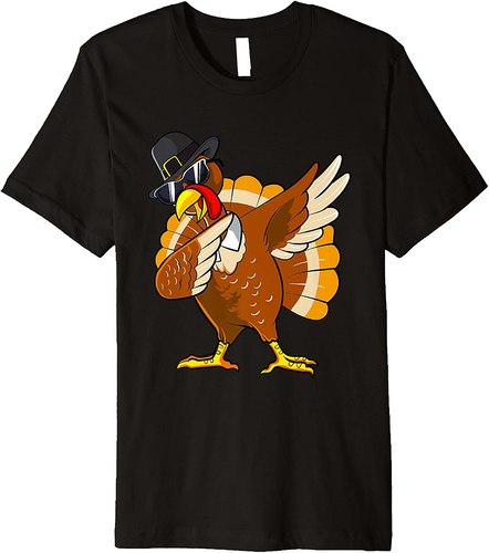 Dabbing Turkey Thanksgiving Day Gifts Pilgrim Boys Men Premium T-Shirt