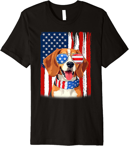 USA America Flag Beagle Dog 4th of July Patriotic Premium T-Shirt
