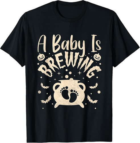 A Baby Is Brewing, Pregnant Halloween Mom T-Shirt