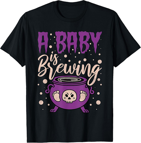 A Baby Is Brewing, Pregnant Halloween Mom T-Shirt