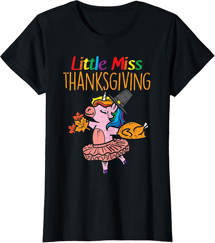 Unicorn Little Miss Thanksgiving Cute Toddler T-Shirt
