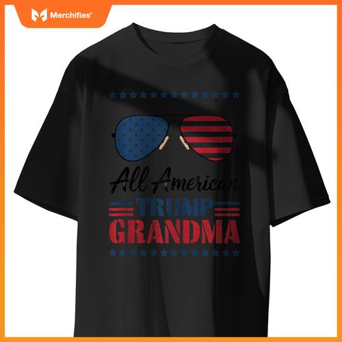 All-American Trump Grandpa - Flag Sunglasses Patriotic T-Shirt