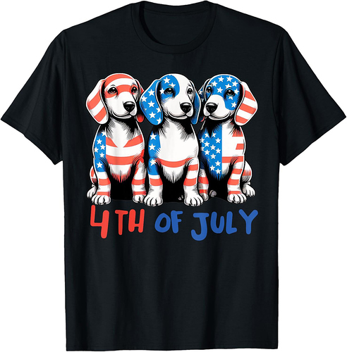 American Flag Beagle Dog Lover patriotic 4th of July Dog T-Shirt