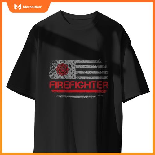 American Flag Firefighter For Fireman Patriotic Fire Fighter T-Shirt