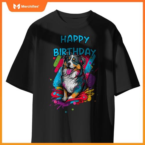 Australian Shepherd Aussie Dog Happy Birthday Party Clothes T-Shirt
