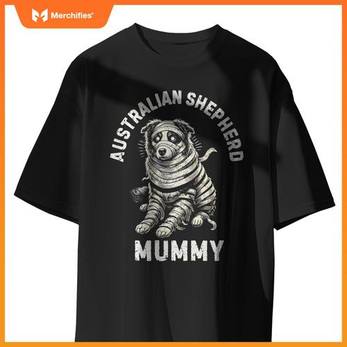 Australian Shepherd Mummy Funny Dog Halloween Costume T-Shirt