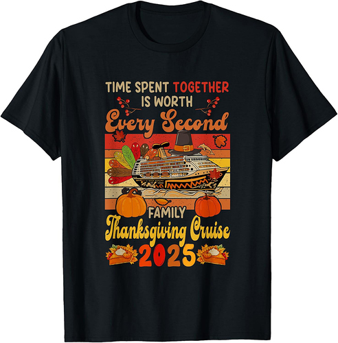 Vintage Retro Family Thanksgiving Funny Cruise 2025 Together T-Shirt