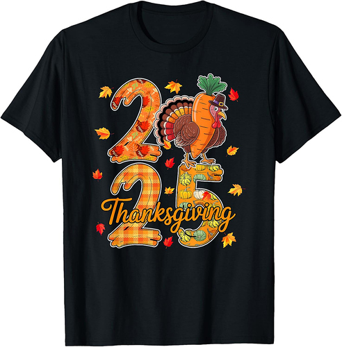Thanksgiving 2025 Cute Turkey As Carrot Vegan Fall Leaves T-Shirt