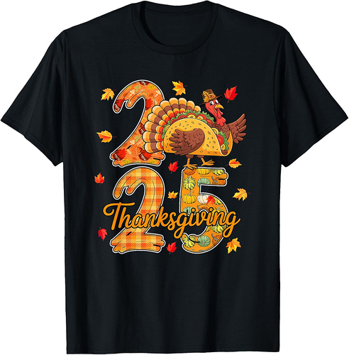 Thanksgiving 2025 Cute Turkey As Taco Food Lover Autumn T-Shirt