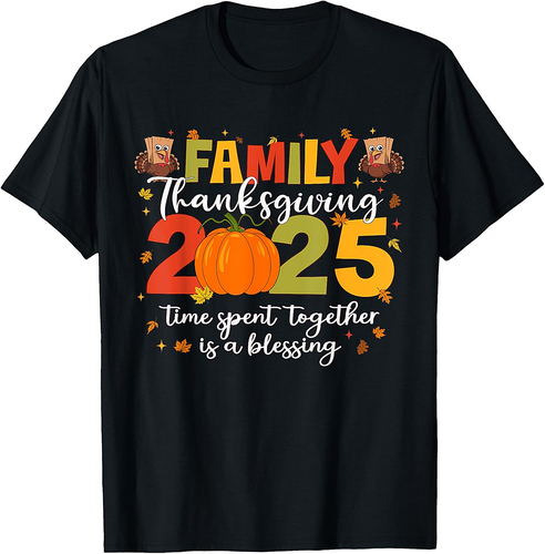 Funny Family Thanksgiving 2025 Turkey Pumpkin Gobble Squad T-Shirt