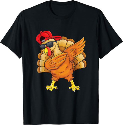 Dabbing Turkey Funny Thanksgiving Boys Men Turkey Day T-Shirt
