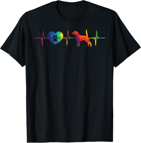 Heartbeat Beagle Tie Dye Animal Hound Dog Hippie Hippy Gift T-Shirt for Men Women Girls