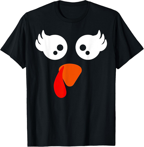 Turkey Face Eyelashes Halloween Costume Thanksgiving Funny T-Shirt