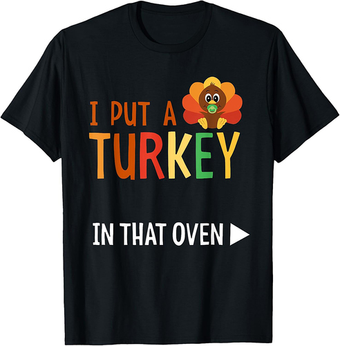 Pregnancy Announcement T Shirt For Couples Thanksgiving Dad T-Shirt