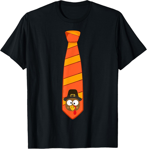 Funny thanksgiving tie with turkey for family dinner T-Shirt
