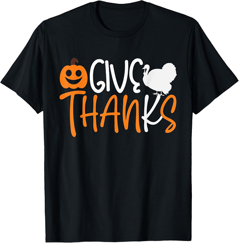 Thanksgiving Give Thanks Turkey Pumpkin T-Shirt