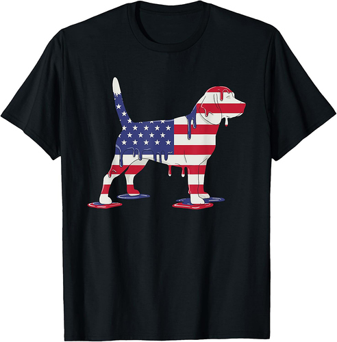 4th of July Beagle Ice Cream Drip American USA Flag T-Shirt