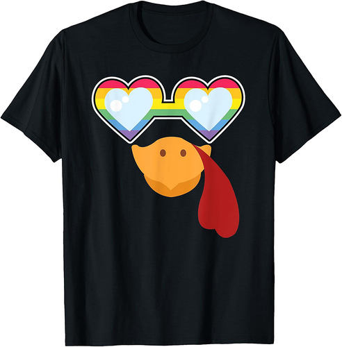 Turkey Face LGBTQ Sunglasses Funny Thanksgiving T-Shirt