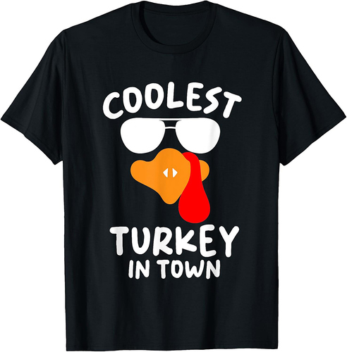 Coolest Turkey In Town Cute Turkey Thanksgiving T-Shirt