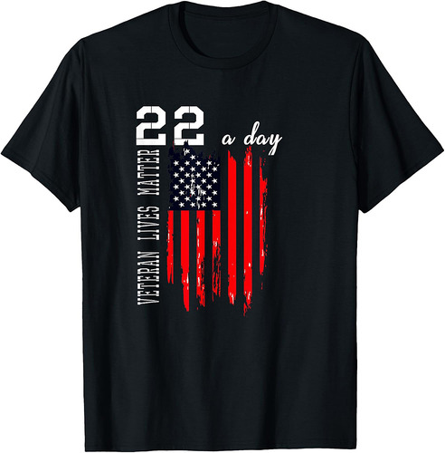 Patriotic Veteran Lives P.T.S.D 22 Day Suicide Awareness Women Men T-Shirt